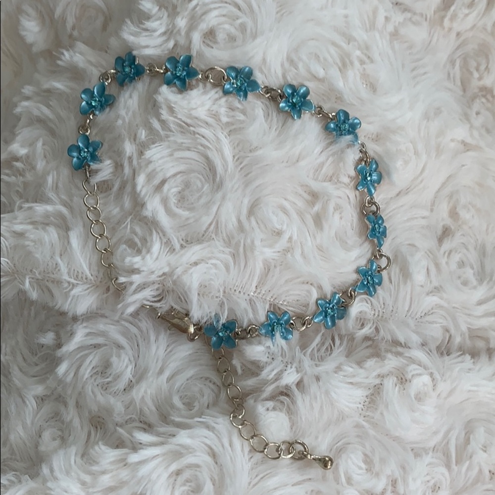 blue hawaiian flower charm bracelet